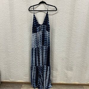 SHEIN Blue and White Sleeveless Maxi Sundress